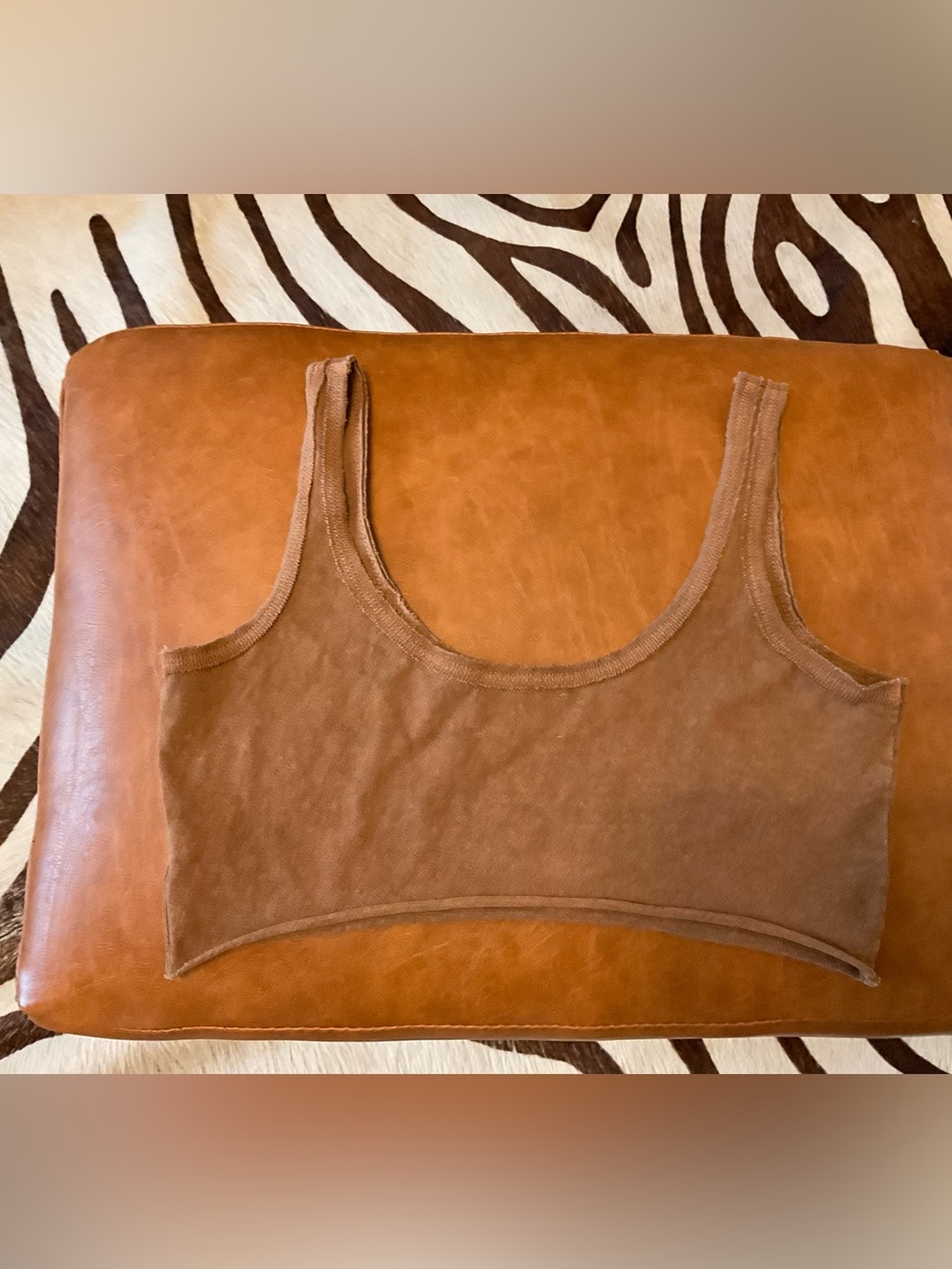 Joah Brown Cropped Tank Top in Warm Brown - Picture 2 of 3